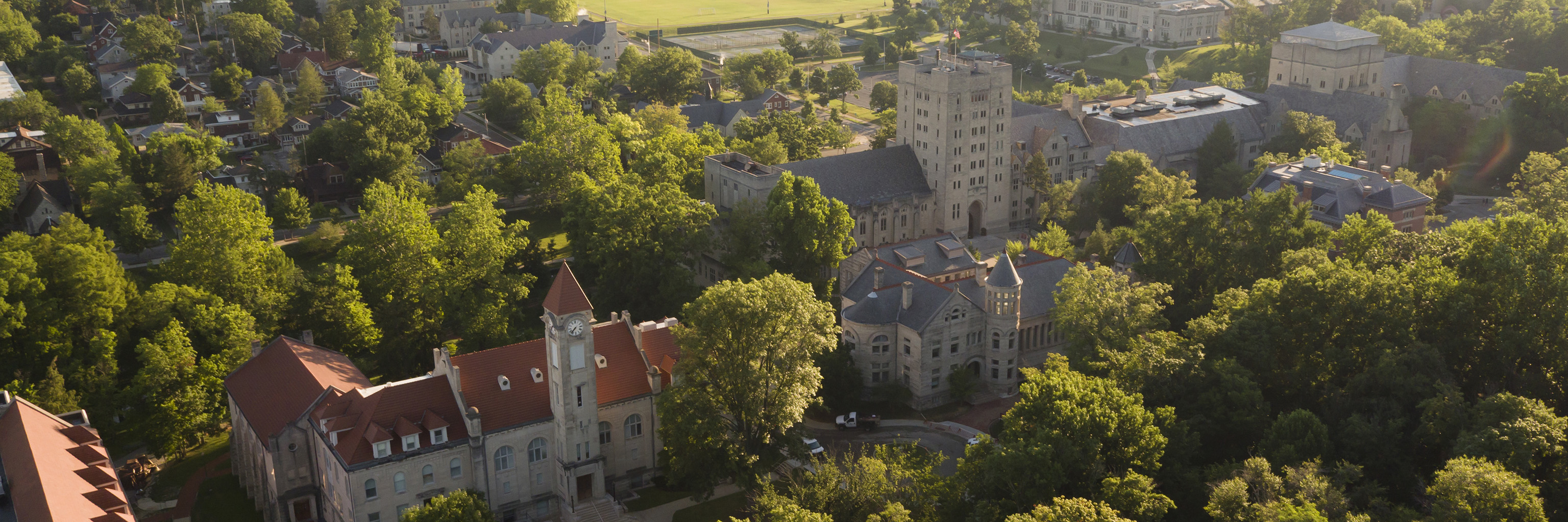 Aerial view of the Old Crescent portion of the Indiana University Bloomington campus